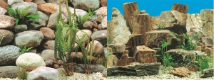Фон для аквариума двухсторонний Каменная терасса/Каменный рельеф 50x100см 9023/9025
